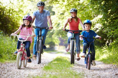 family biking